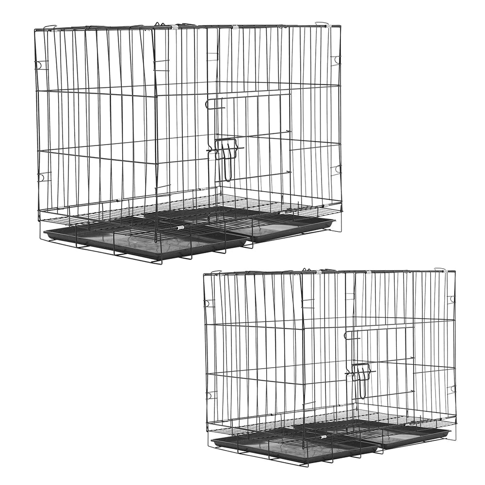 Tieker with bottom tray black wire pet fence dog cage kennel indoor pet cage with 2 doors for large, medium and small pets
