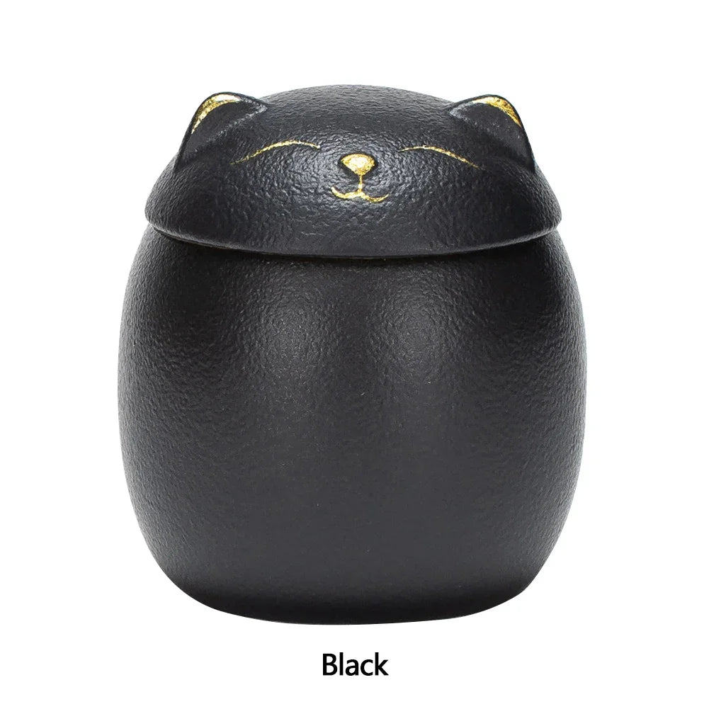 Cat Shape Pet Ceramic Canister Memorial Urn Seal Pot Keepsake Casket Porcelain Jar Pet Ashes Storage Memento Burial Holder