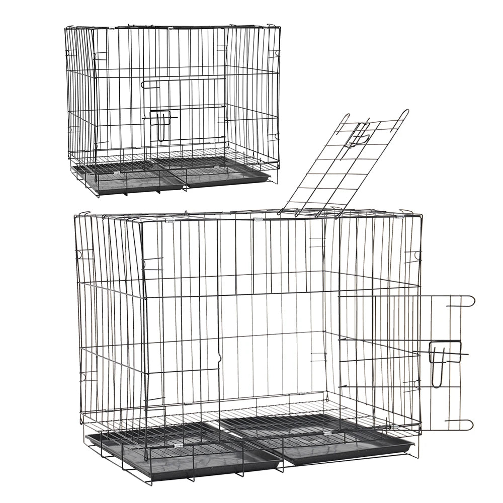 Tieker with bottom tray black wire pet fence dog cage kennel indoor pet cage with 2 doors for large, medium and small pets