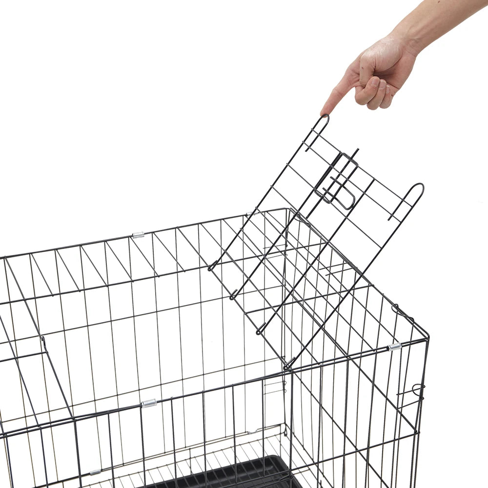 Tieker with bottom tray black wire pet fence dog cage kennel indoor pet cage with 2 doors for large, medium and small pets