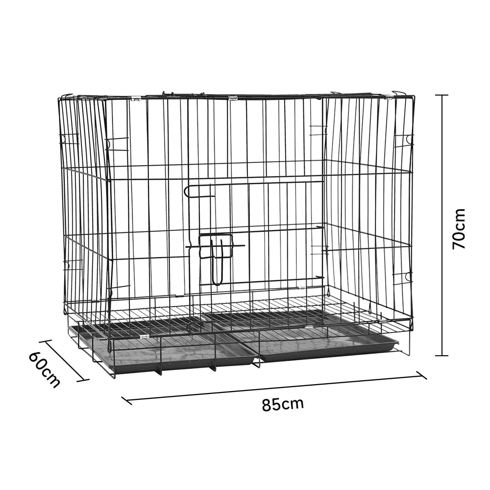 Tieker with bottom tray black wire pet fence dog cage kennel indoor pet cage with 2 doors for large, medium and small pets