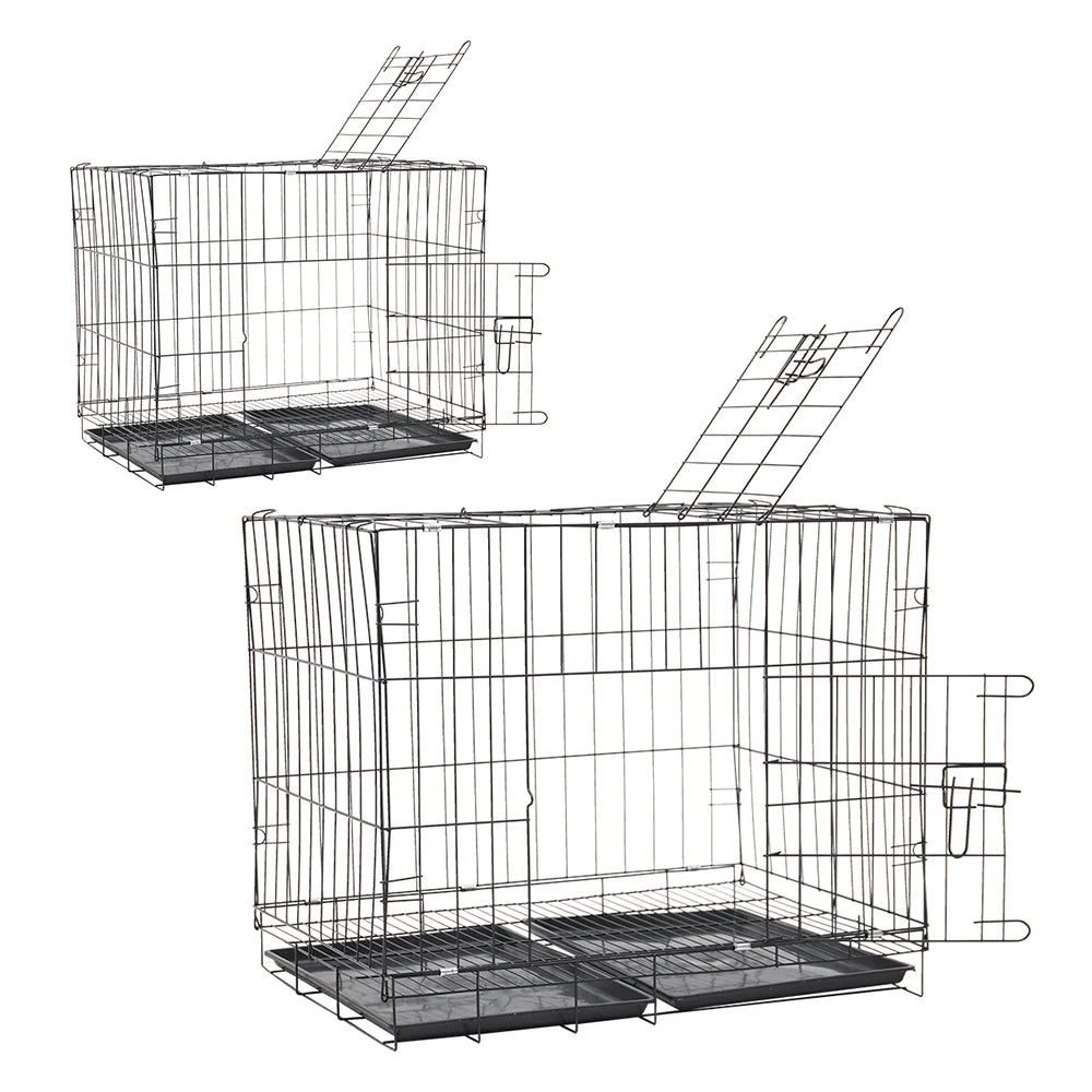 Tieker with bottom tray black wire pet fence dog cage kennel indoor pet cage with 2 doors for large, medium and small pets