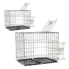 Tieker with bottom tray black wire pet fence dog cage kennel indoor pet cage with 2 doors for large, medium and small pets