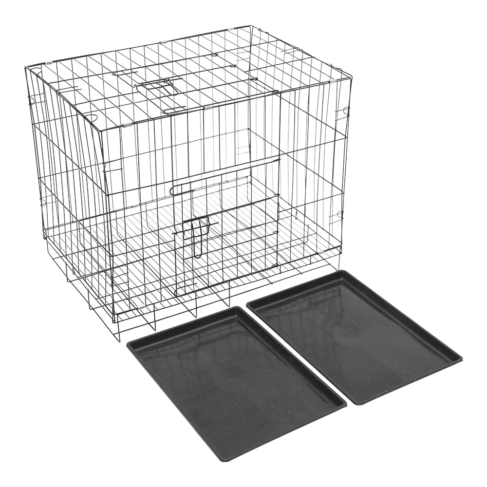Tieker with bottom tray black wire pet fence dog cage kennel indoor pet cage with 2 doors for large, medium and small pets
