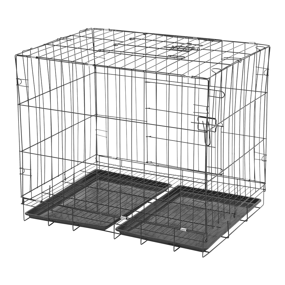 Tieker with bottom tray black wire pet fence dog cage kennel indoor pet cage with 2 doors for large, medium and small pets