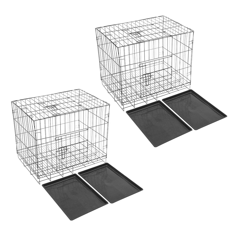 Tieker with bottom tray black wire pet fence dog cage kennel indoor pet cage with 2 doors for large, medium and small pets
