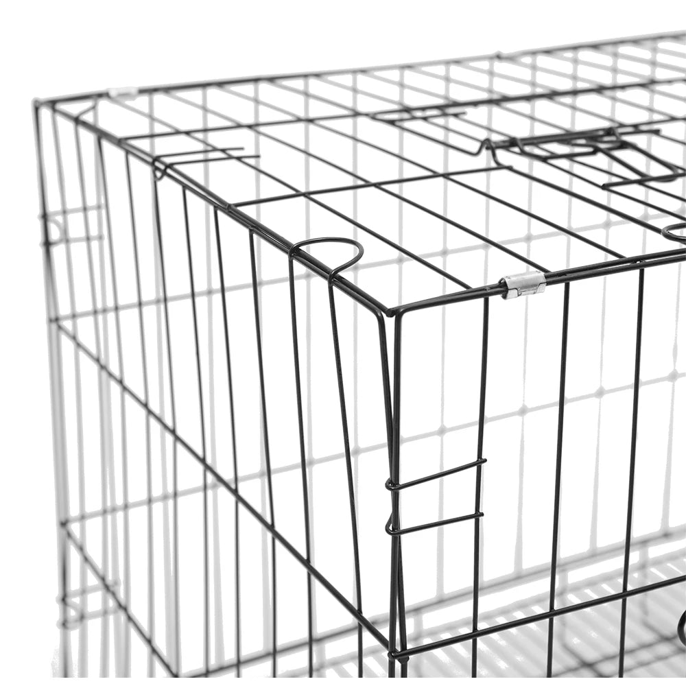 Tieker with bottom tray black wire pet fence dog cage kennel indoor pet cage with 2 doors for large, medium and small pets