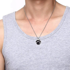Pet Cat Dog Paw Print Cremation Jewelry for Ashes Wearable Urn Necklace Keepsake Memorial Pendant for Women Men